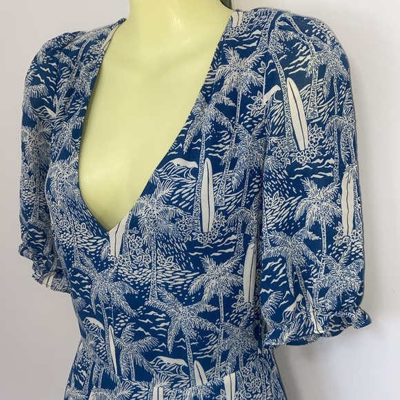 Reformation Dress “Nantre” Bali Blue Sz4 Please note the measurements Nwot - Picture 3 of 8